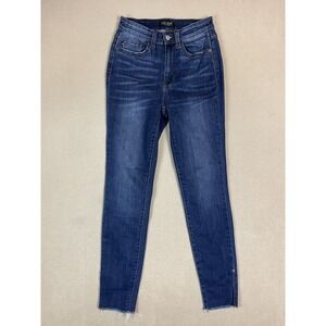 Judy Blue Jeans Womens 1/25 Blue Skinny‎ Fit Slit Ham Mid Rise Stretch Denim